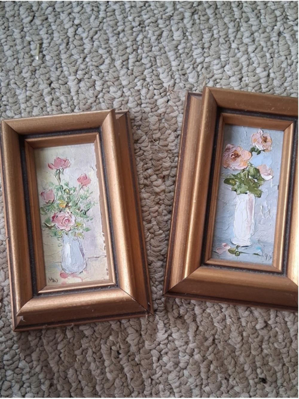Mary Durkee Dittrich Original Miniature Oil Paintings Signed X 2 1985